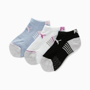 Girls' Low Cut Half Socks [3 Pack], WHITE / LIGHT PINK, extralarge